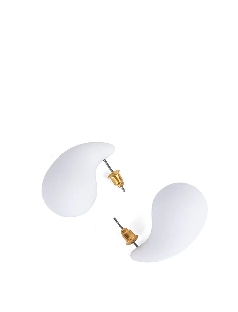 Сережки пусети краплі білі - фото 2 - Miraton