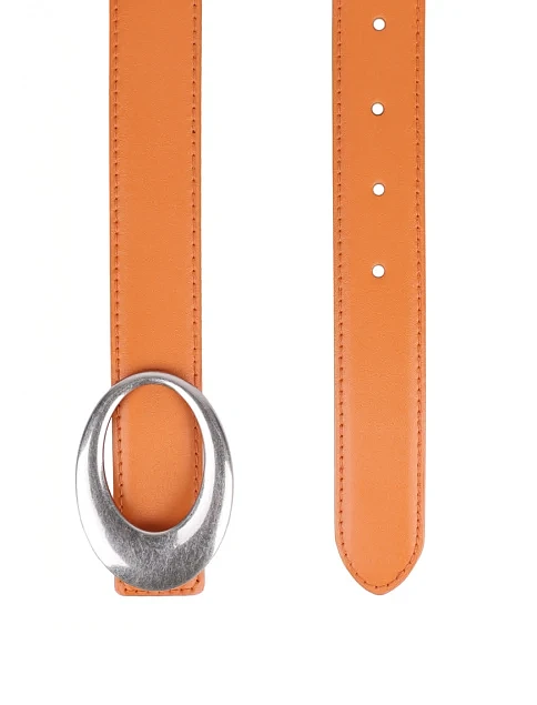 Жіночий ремінь шкіряний помаранчевий - фото 2 - Miraton