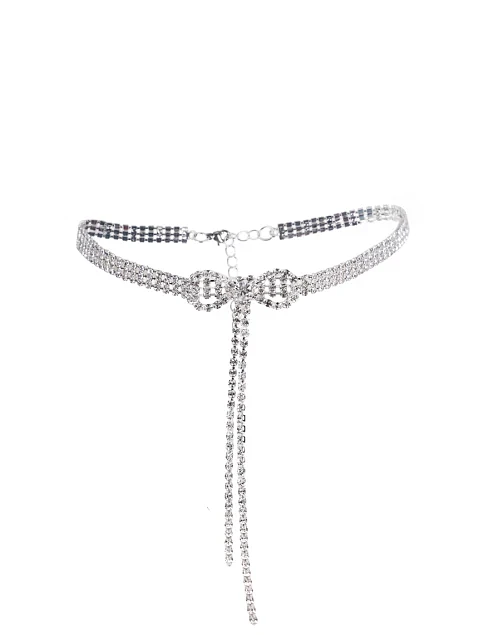 Чокер зі страз у сріблі з бантом - фото 1 - Miraton