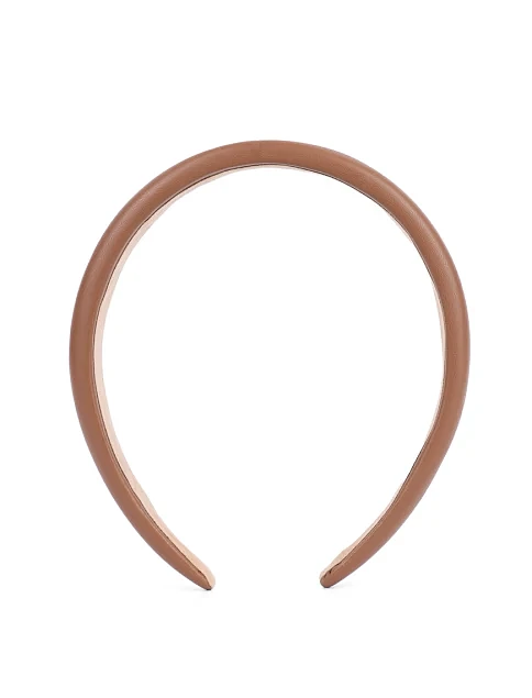 Широкий обруч для волосся з екошкіри кемел - фото 1 - Miraton