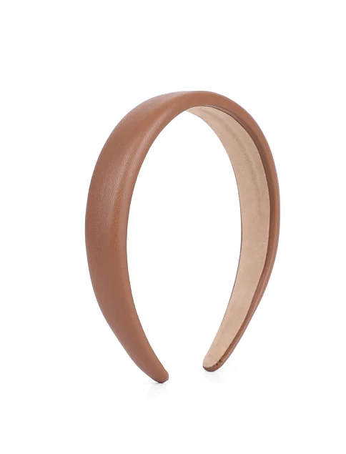 Широкий обруч для волосся з екошкіри кемел - фото 2 - Miraton