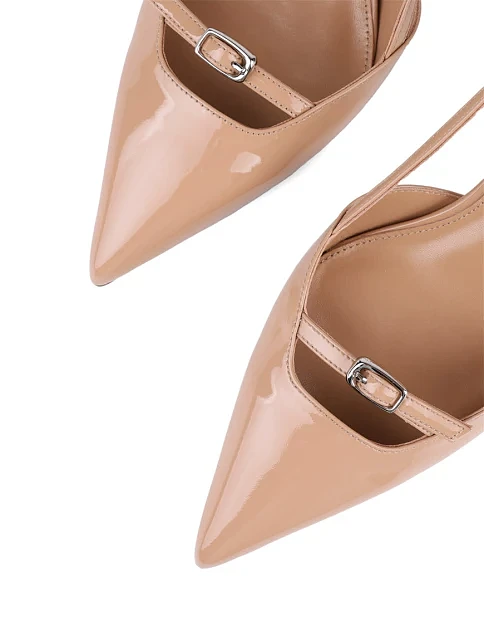 Женские туфли слингбеки MIRATON лаковые бежевые - фото 6 - Miraton