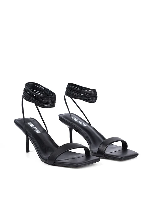 Женские босоножки MIRATON кожаные черные - фото 3 - Miraton