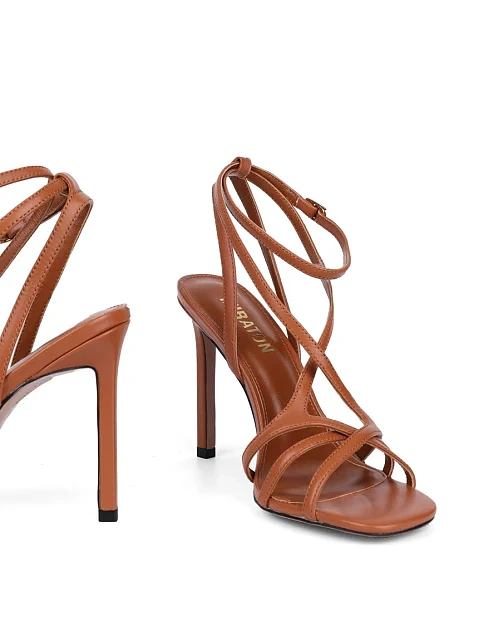 Женские босоножки MIRATON кожаные коричневые - фото 2 - Miraton