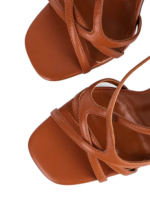 Женские босоножки MIRATON кожаные коричневые - фото 5 - Miraton