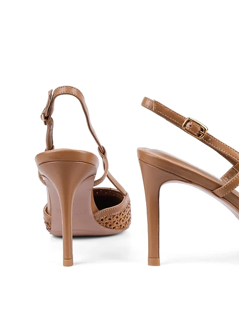 Женские туфли слингбеки Attizzare кожаные коричневые - фото 2 - Miraton