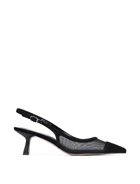 Женские туфли слингбеки MIRATON велюровые черные - фото 1 - Miraton