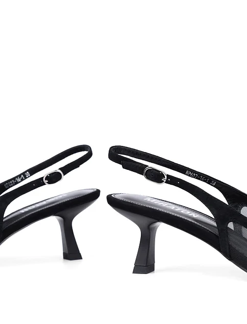 Женские туфли слингбеки MIRATON велюровые черные - фото 3 - Miraton