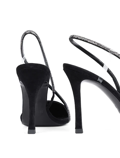 Женские туфли слингбеки MIRATON велюровые черные - фото 2 - Miraton