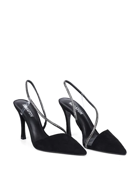 Женские туфли слингбеки MIRATON велюровые черные - фото 3 - Miraton