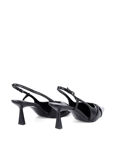 Женские туфли слингбеки MIRATON кожаные черные - фото 4 - Miraton