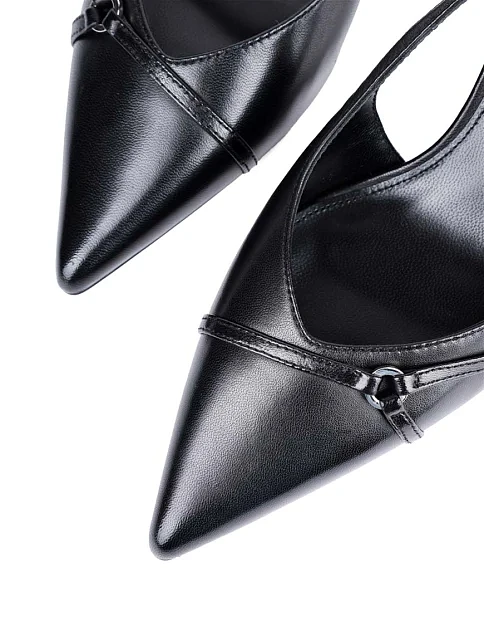 Женские туфли слингбеки MIRATON кожаные черные - фото 5 - Miraton