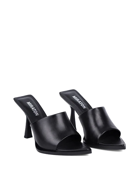 Женские сабо MIRATON кожаные черные - фото 3 - Miraton