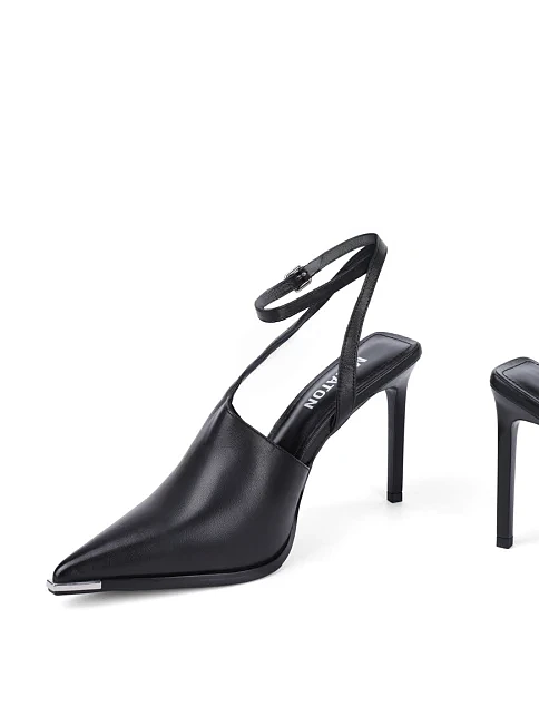 Женские туфли слингбеки MIRATON кожаные черные - фото 2 - Miraton