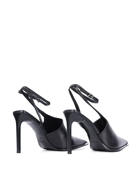 Женские туфли слингбеки MIRATON кожаные черные - фото 4 - Miraton