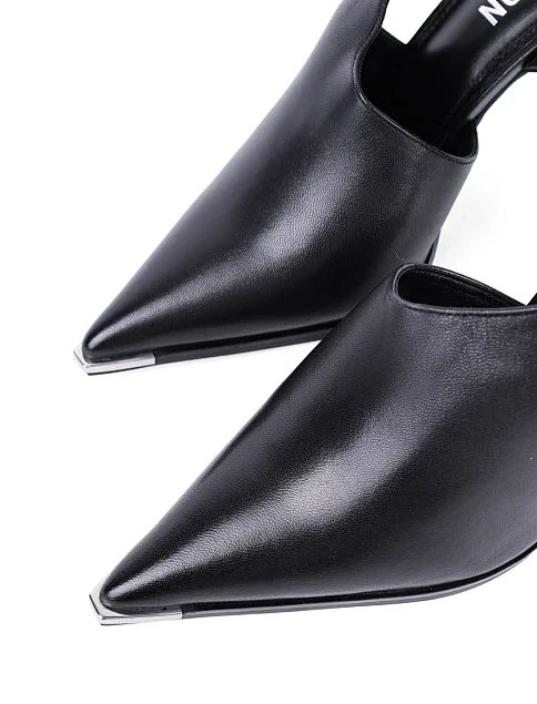 Женские туфли слингбеки MIRATON кожаные черные - фото 5 - Miraton