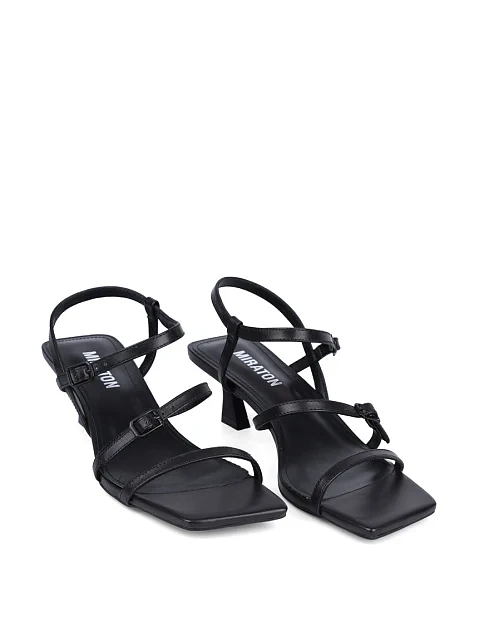 Женские босоножки MIRATON кожаные черные - фото 4 - Miraton