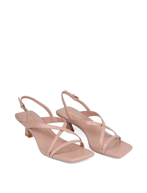 Женские босоножки MIRATON кожаные бежевые - фото 4 - Miraton