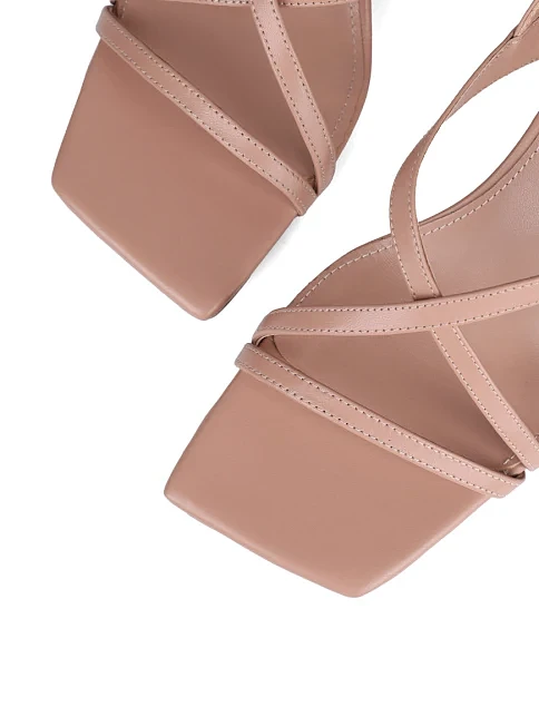 Женские босоножки MIRATON кожаные бежевые - фото 6 - Miraton