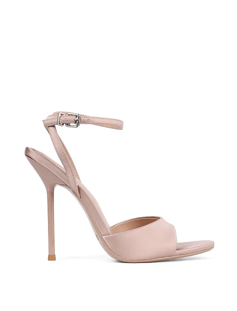 Женские босоножки MIRATON сатиновые бежевые - фото 2 - Miraton