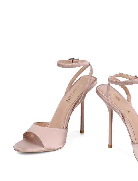 Женские босоножки MIRATON сатиновые бежевые - фото 3 - Miraton