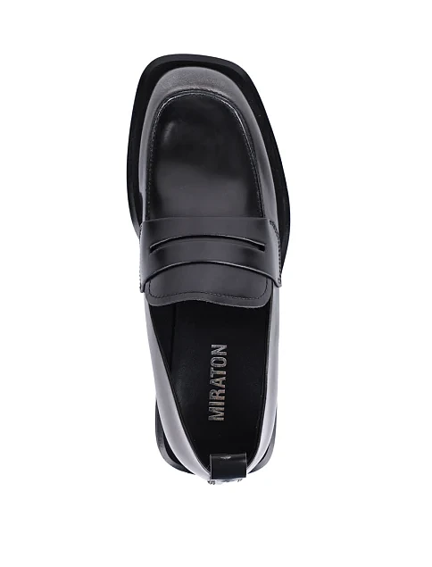 Женские туфли лоферы MIRATON кожаные черные - фото 2 - Miraton