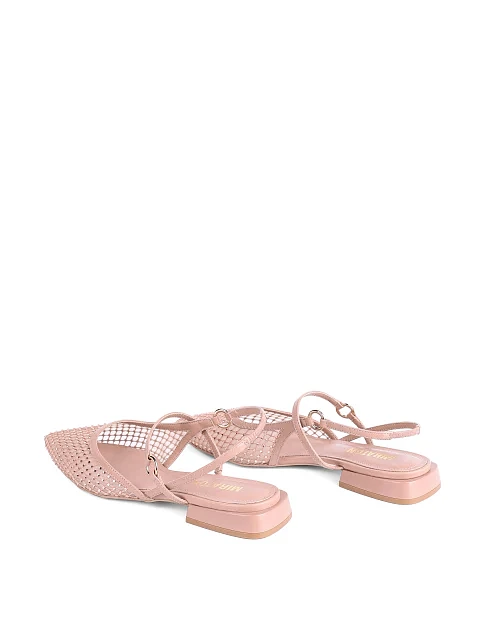 Женские балетки слингбеки MIRATON кожаные бежевые - фото 4 - Miraton