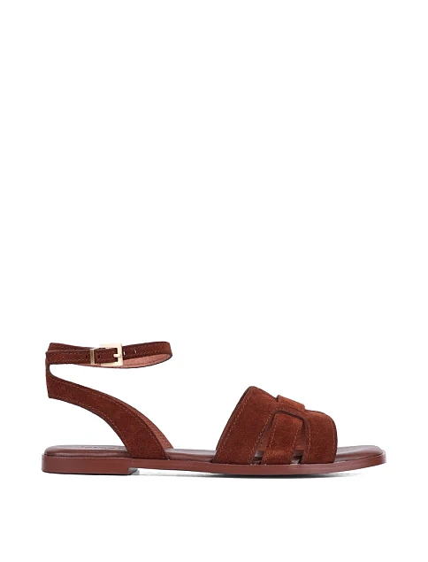 Женские сандалии MIRATON велюровые коричневые - фото 1 - Miraton