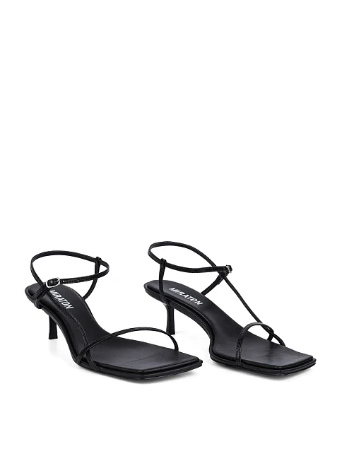 Женские босоножки MIRATON кожаные черные - фото 3 - Miraton