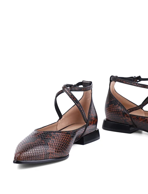 Женские балетки MIRATON кожаные коричневые - фото 2 - Miraton