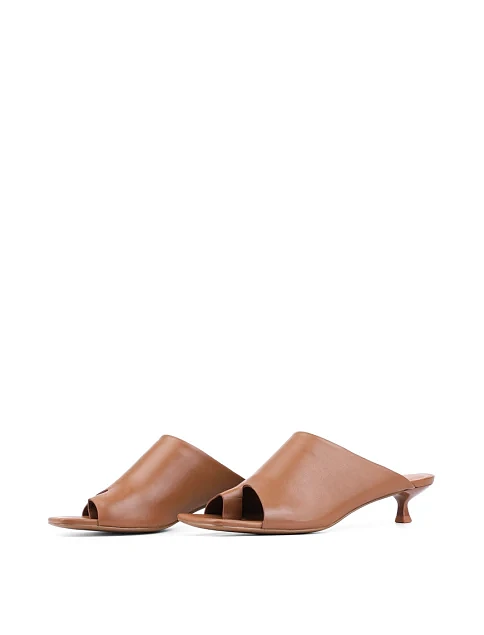 Женские сабо MIRATON кожаные коричневые - фото 3 - Miraton