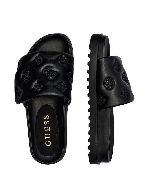 Женские шлепанцы Guess из экокожи черные - фото 4 - Miraton