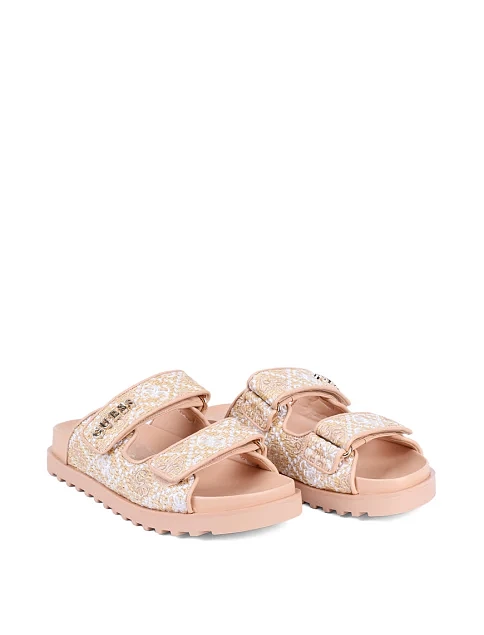 Женские шлепанцы Guess из экокожи бежевые - фото 3 - Miraton