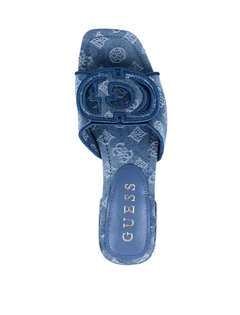 Женские шлепанцы Guess из экокожи синие - фото 1 - Miraton