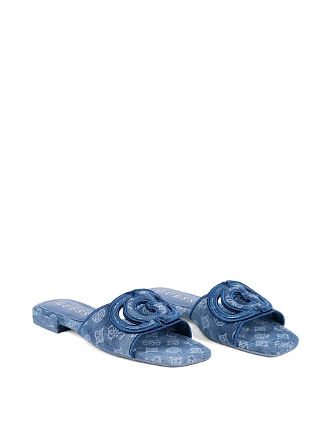 Женские шлепанцы Guess из экокожи синие - фото 3 - Miraton