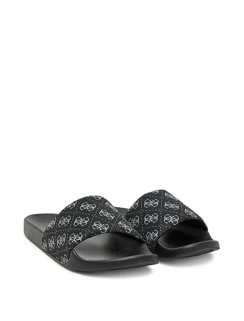 Мужские шлепанцы Guess резиновые черные - фото 2 - Miraton