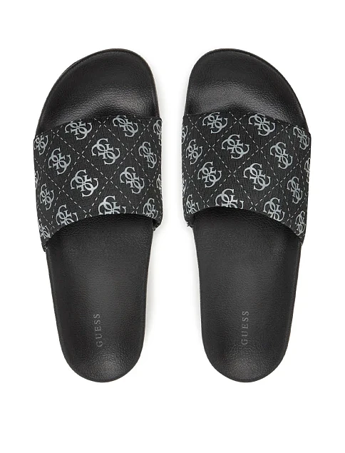 Мужские шлепанцы Guess резиновые черные - фото 4 - Miraton