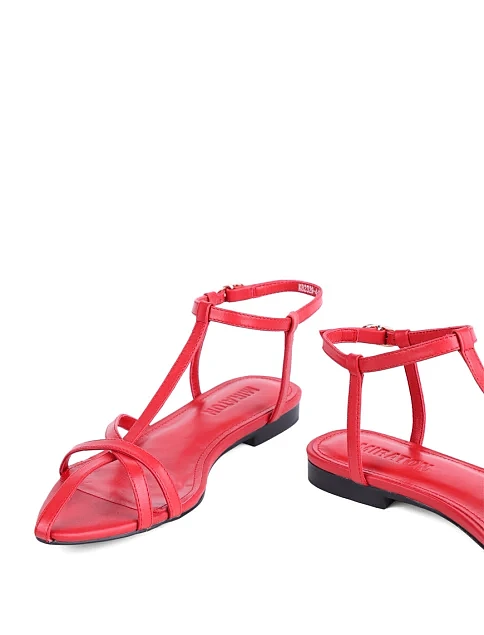 Женские сандалии MIRATON кожаные красные - фото 2 - Miraton