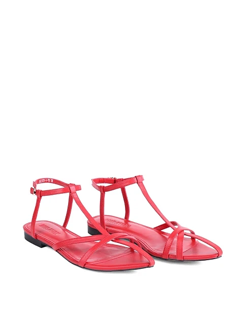 Женские сандалии MIRATON кожаные красные - фото 3 - Miraton