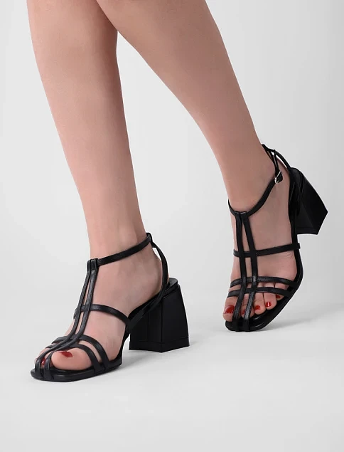 Женские босоножки MIRATON кожаные черные - фото 2 - Miraton