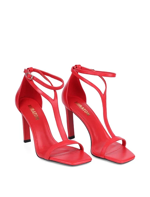 Женские босоножки MIRATON кожаные красные - фото 3 - Miraton
