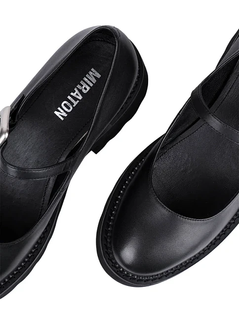 Женские туфли Мэри Джейн MIRATON кожаные черные - фото 5 - Miraton