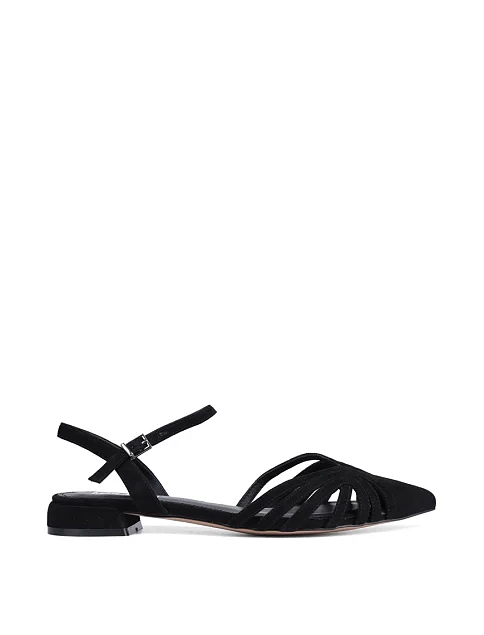 Женские балетки слингбеки MIRATON велюровые черные - фото 1 - Miraton