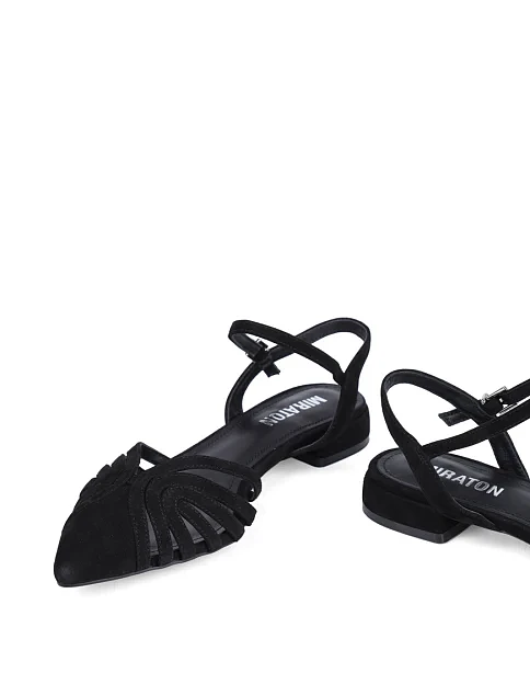 Женские балетки слингбеки MIRATON велюровые черные - фото 2 - Miraton