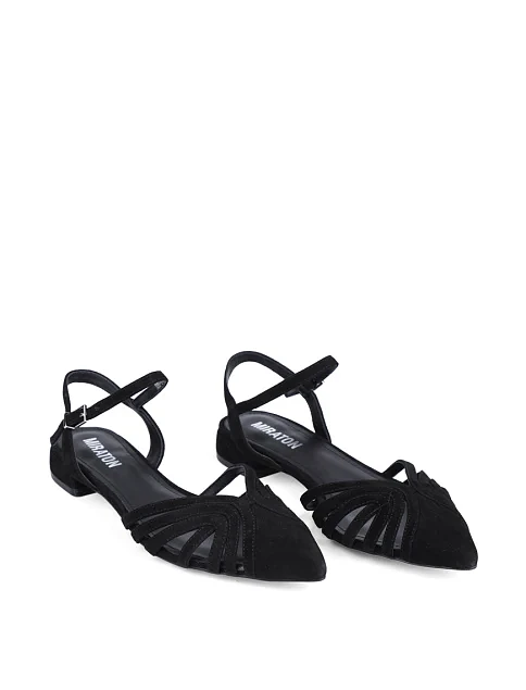 Женские балетки слингбеки MIRATON велюровые черные - фото 3 - Miraton