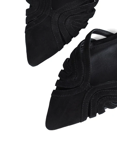 Женские балетки слингбеки MIRATON велюровые черные - фото 5 - Miraton