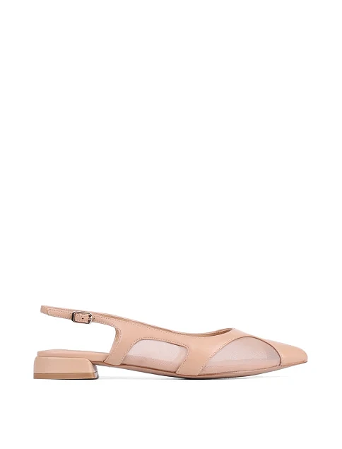 Женские балетки слингбеки MIRATON кожаные бежевые - фото 2 - Miraton