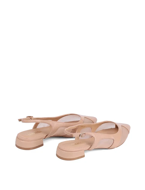 Женские балетки слингбеки MIRATON кожаные бежевые - фото 5 - Miraton