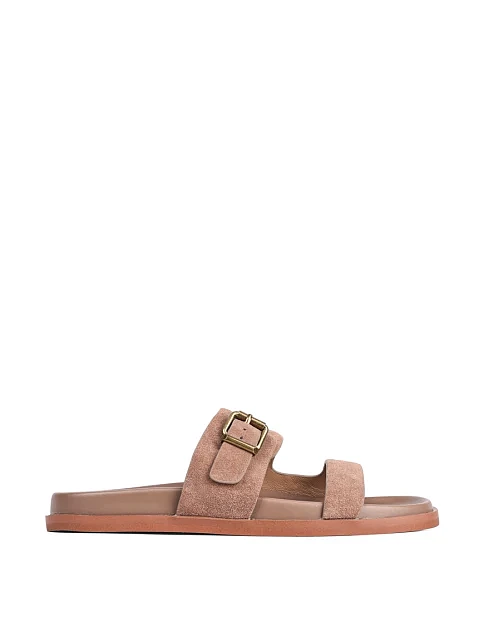 Женские шлепанцы MIRATON велюровые бежевые - фото 1 - Miraton