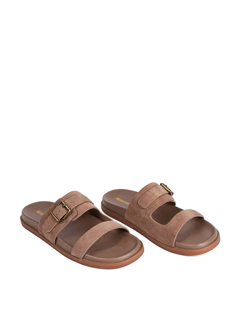 Женские шлепанцы MIRATON велюровые бежевые - фото 3 - Miraton